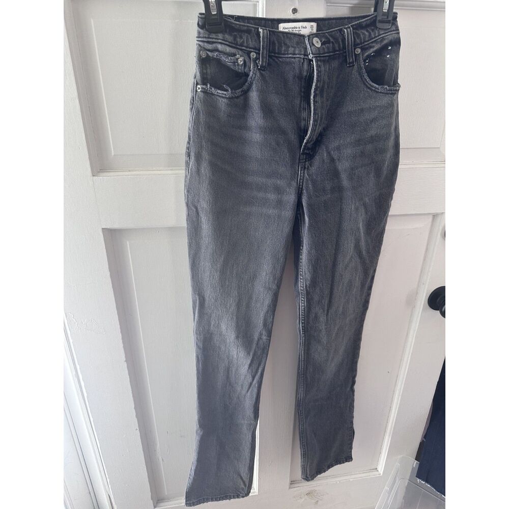 Abercrombie & Fitch 90s Straight Ultra High Rise Jeans Black Gray Size 0R